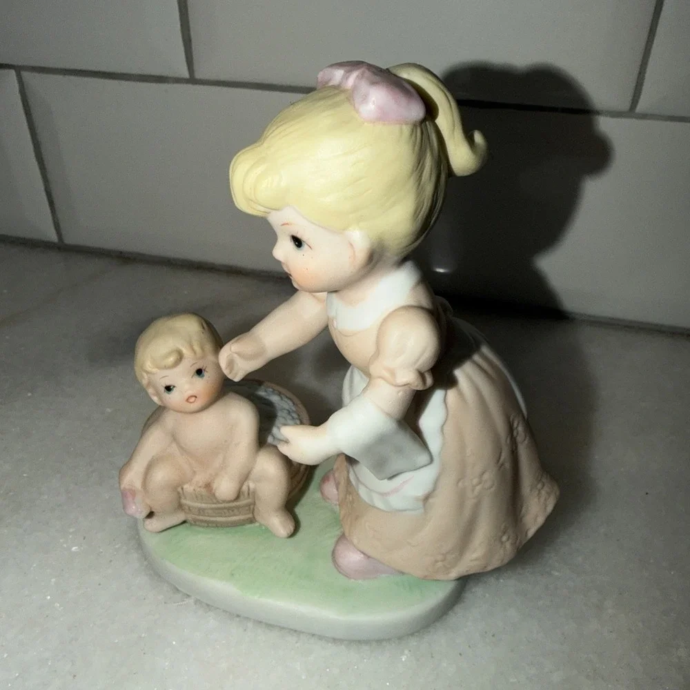 HOMCO Porcelain Bath Time Mom Boy #1450 Home Interiors Vintage Retired Parenting